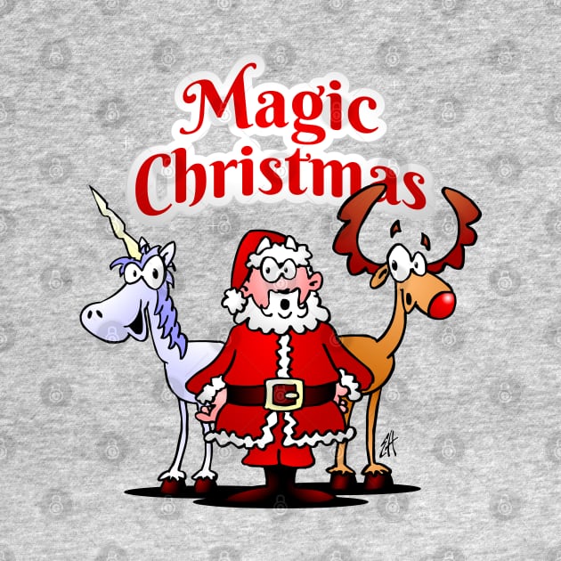 Magic Christmas: Santa, reindeer and a unicorn by Cardvibes